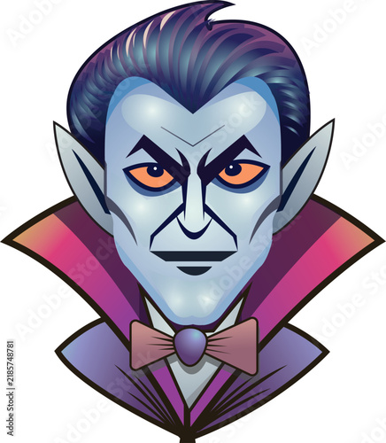 Foto Vampire head count dracula character halloween vector illustration for sticker a