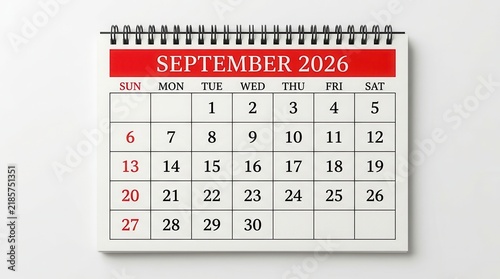 September 2026 monthly calendar page for the autumn season.