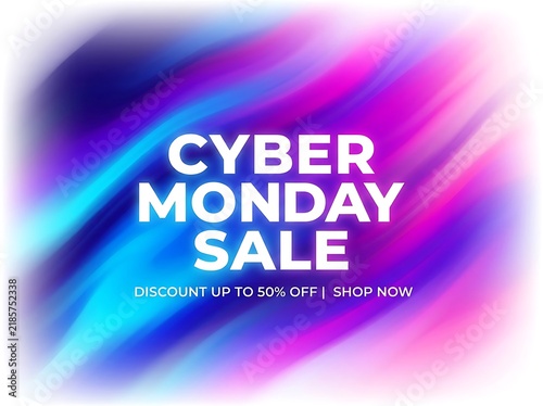 Cyber monday sale banner with abstract liquid background