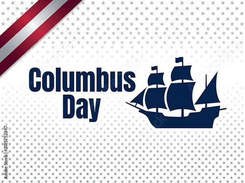 Columbus day card template with ship and text