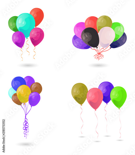 Colorful balloons set isolated on a transparent background
