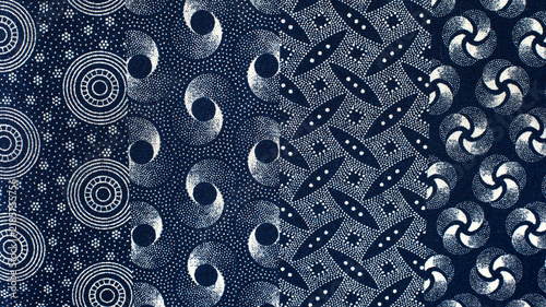 Traditional Blue and White South African Shweshwe Fabric Pattern Banner