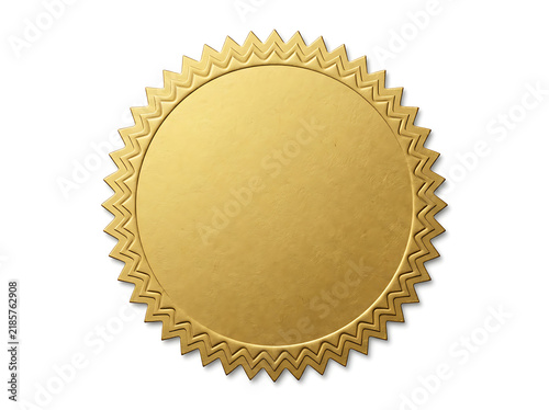 Shiny bronze circular badge with serrated edges for awards and product labels isolated on white background