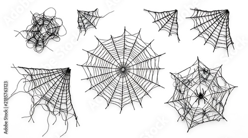 Set of Realistic Spider Webs for Halloween Decoration.