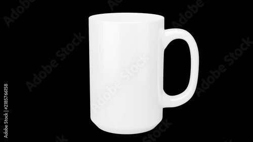 15 oz White Rotating Mug Video Mockup on Transparent Background