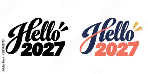 Obraz na płótnie 2027年の挨拶の文字デザイン モノクロとカラーのセット