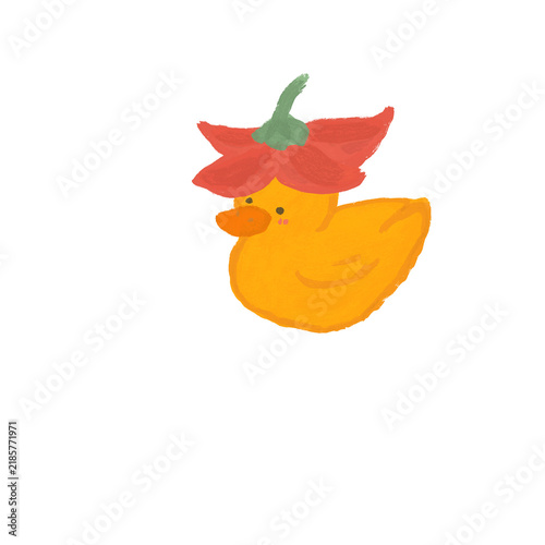 Картината върху платно Cute flowery duck