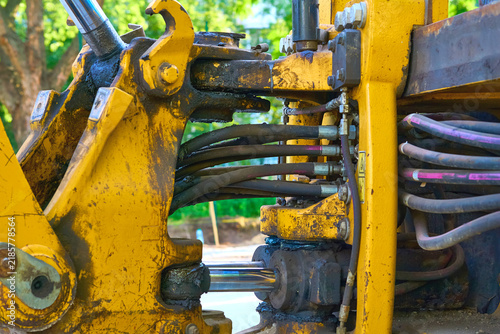 Cuadro en lienzo Pneumatic hydraulic cylinders of the rotary mechanism,bulldozer bucket