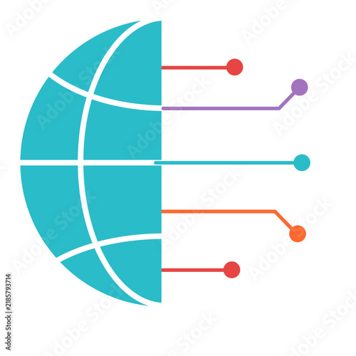 Cloud computing icon with digital network artificial intelligence colorful