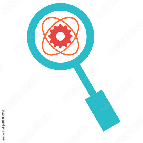 Magnifying glass icon with gear artificial intelligence colorful