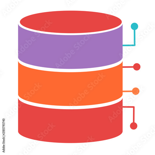 Database server icon with network artificial intelligence colorful