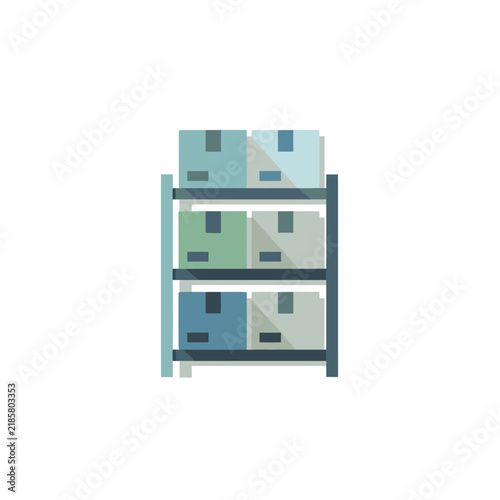 Warehouse storage shelves with boxes vector illustration