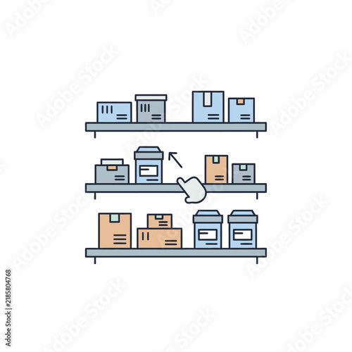Inventory management and warehouse stock control illustration