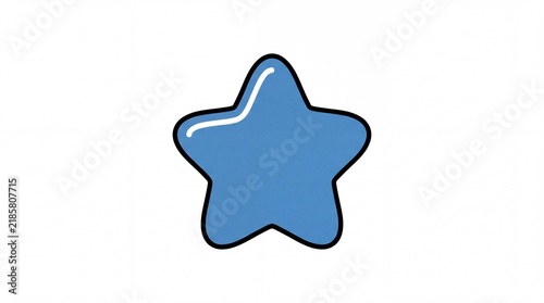 Puffy Y2K star icon, thick black contour, single flat blue color fill, playful rounded edges, clean vector illustration, isolated on white background
