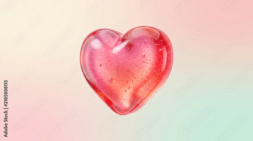 Fototapeta premium Translucent Gummy Heart Candy Floating in Mid-Air