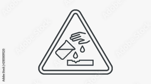 Caution Warning Sign for Corrosive Liquid Spill Hazard in Triangle