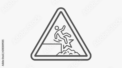 Person Falling on Slippery Surface Warning Sign Icon