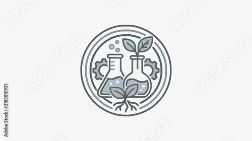 Science and Nature Fusion Icon with Lab Equipment and Plant Growth