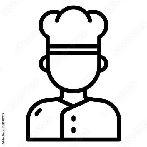 Professional chef character outline icon