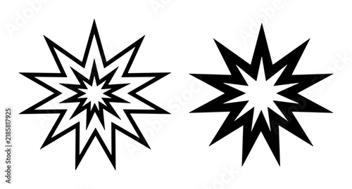Explosion Starburst Icons, Black and White Geometric Burst Shapes, Dynamic Energy Symbols, Abstract Radial Starbursts, Vector Graphic Elements