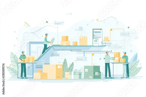 Warehouse Logistics and Order Fulfillment Process Illustration