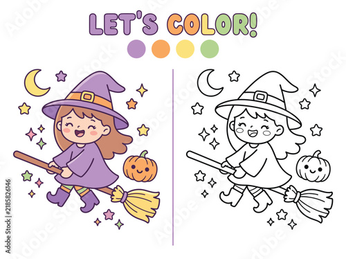 Cute Halloween Witch Coloring Page