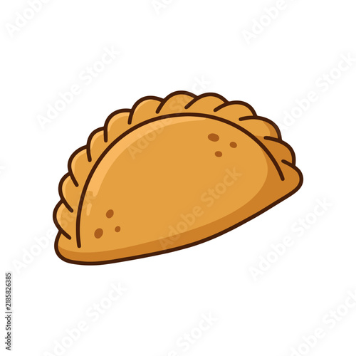 Cartoon style empanada illustration on white background.