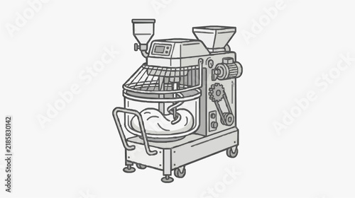 Industrial Coffee Bean Roasting Machine Line Art