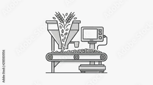 Coffee Bean Processing Machine with Conveyor Belt and Control Panel