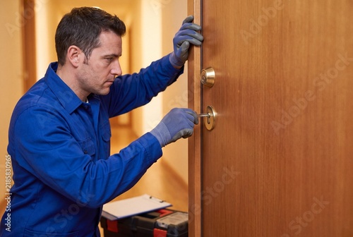 Residential Door Lock Installation by Skilled Technician in Home Setting