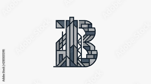 Geometric Abstract Letter B Design with Shaded Gradient Effect for Branding and Logo Use