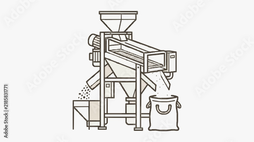 Grain Thresher Machine Processing Agricultural Harvest in Industrial Setting
