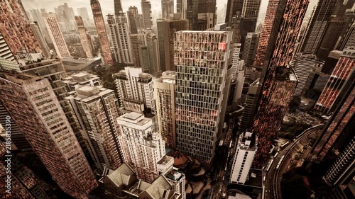 kuala lumpur cyberpunk city with overlayed code and data on the buildings