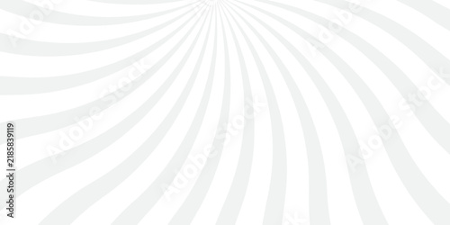 Abstract explosion background in gradient grey white color. Glare effect. Sunshine sparkle pattern. Vector illustration of a radial ray. Narrow beam. For backdrops, posters, banners, and covers.