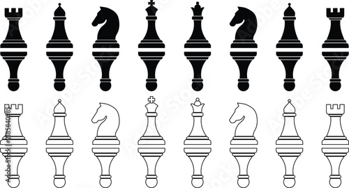 Bild auf Leinwand Chess rook and bishop outline icons in minimal line art style
