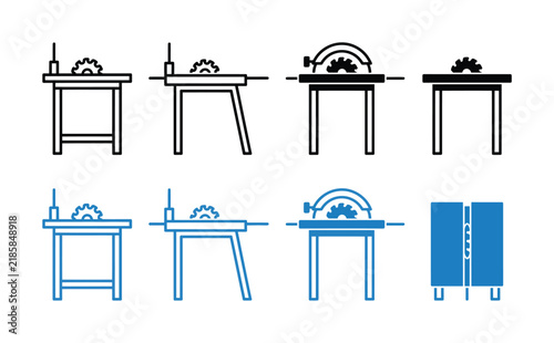 Set of table saw illustrating woodworking equipment