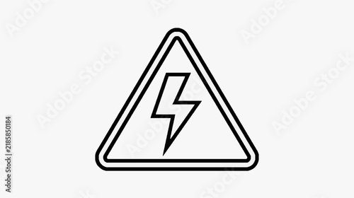 Bold Triangle Warning Icon with Lightning Symbol for Electrical Hazard Alert
