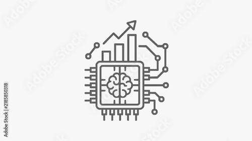 AI and Brain Integration Concept with Circuit Board and Growth Chart