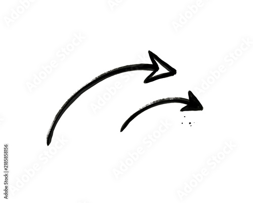 Two black hand-drawn arrows pointing in opposite directions during a conceptual presentation