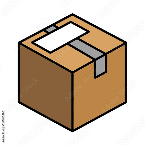 Minimalist isometric cardboard shipping box icon for logistics and e-commerce delivery