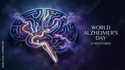 World Alzheimer's Day brain illustration on dark background