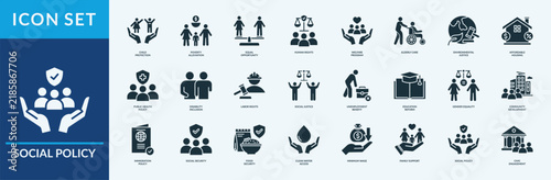 фотографія Social Policy icon set vector illustration