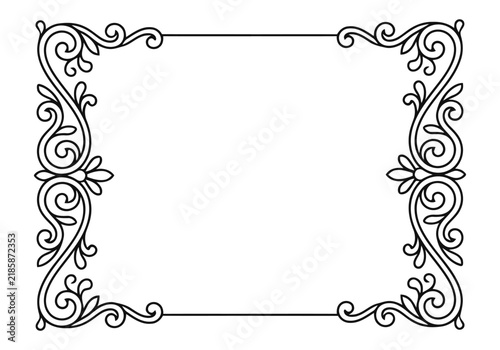 Elegant Floral Frame Border Vector Illustration, Botanical Flower Wreath Decoration, Ornate Floral Decorative Botanical Scrolls