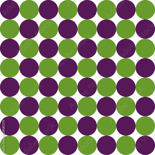 purple and green polka dots circle background for backdrop and wallpaper template. repeat seamless style design for fabric printing, checkerboard