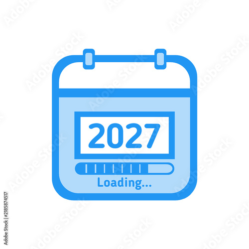 Calendar icon with 2027 year loading progress bar isolated on transparent background