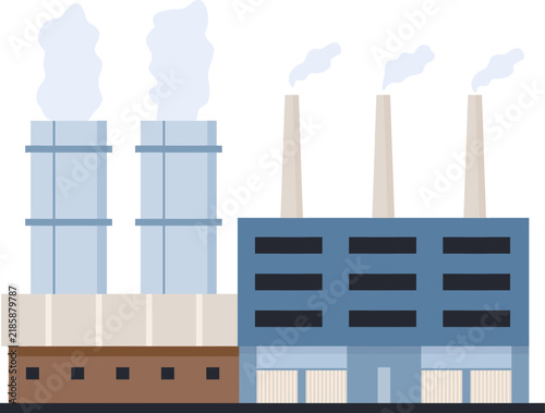 Foto Industrial factory building emitting smoke showing air pollution