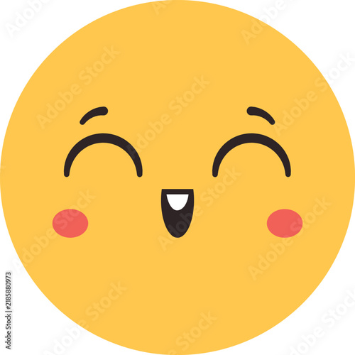 Canvastavla Yellow cartoon emoticon face illustrating positive emotions and cheerfulness