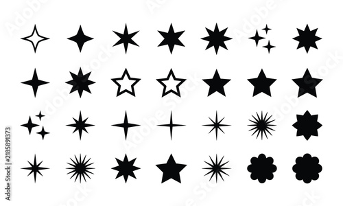 Star-Sparkle Shapes Bundle 28 Vector Icons Set for Design, Branding, Decoration, Sticker, Print, Logo and Social Media Projects