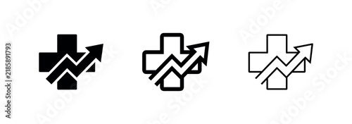 Foto Health Improvement Icons Set - Medical Growth and Healthcare Trend Symbols with
