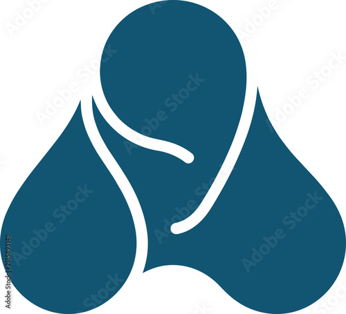Three Droplets Fused Silhouette Vector Illustration in Deep Teal